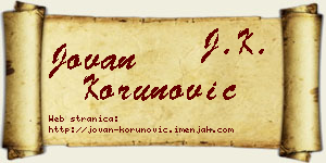 Jovan Korunović vizit kartica